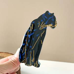 Pince à cheveux grande taille motif léopard noir Amérique, accessoire de mode fantaisie pour femme - Product Image 4