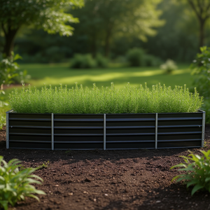 Bac à légumes surélevé en acier galvanisé anthracite 126x31.5x17.7 pouces pour jardin moderne - Product Image 2