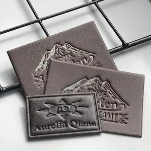 Clothes Genuine Leather Patches Custom Brand Logo Embossed Real Leather Patch labels