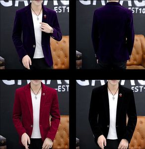 بدلة مخملية جديدة النسخة الكورية للرجال بقصة ضيقة للربيع والخريف سترة علوية غير رسمية بدلة صغيرة مخملية - Product Image 6