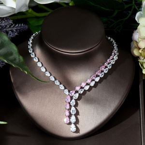 HIBRIDE Clear <b>Best</b> Quality Brilliant Crystal Zirconia Earrings and <b>Necklace</b> Bridal Jewelry Set Wedding Dress Accessories N-1453 - Product Image 4