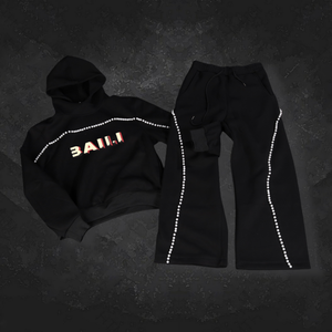 Ensemble survêtement homme personnalisé en molleton épais deux pièces, pantalon large et sweat à capuche zippé style perle - Product Image 2