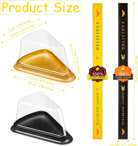 Récipient à gâteau en plastique transparent triangulaire jetable personnalisé avec couvercle - Product Image 4