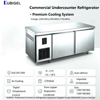 Kulkas Dapur Stainless Steel Hemat Energi 1,5 Meter, Suhu Tunggal, Sistem CNC