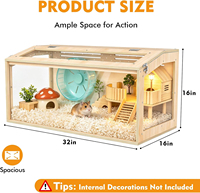 Cage à hamster anti-mastication, grande cage à hamster de 32 pouces avec vue panoramique et dessus ventilé, fournitures spacieuses pour animaux de compagnie en gros