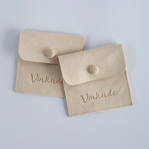 Bolsa de Embalaje de Microfibra de 8*8cm Color Albaricoque con Botón, Ideal para Regalos, Joyería, Precio Económico, Venta Caliente - Product Image 2