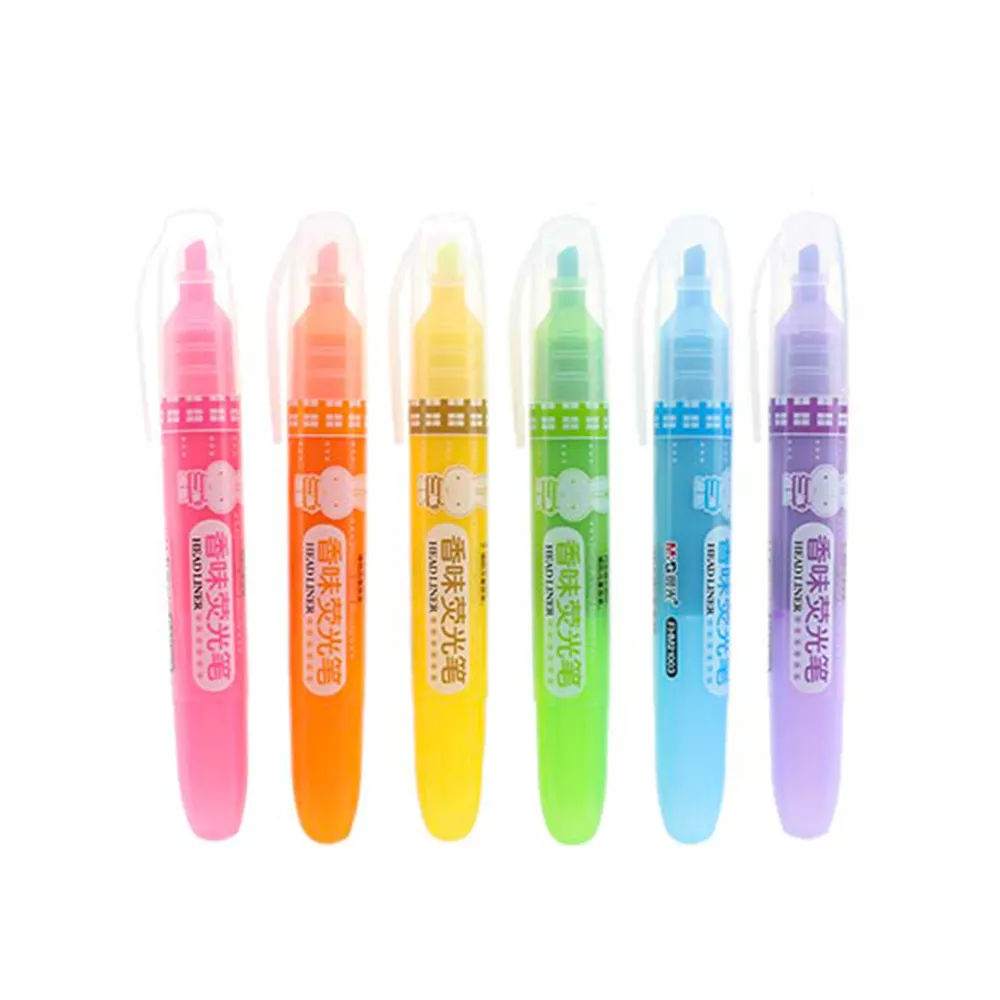Profissional 6 Peças Multi Colorido Marcadores Highlighter Pen Bonito Perfumado Para O Desenho