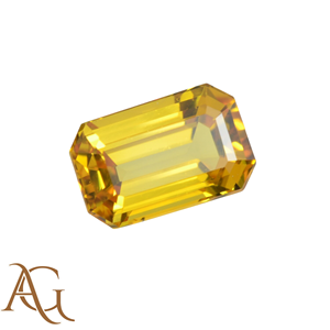 Saphir jaune naturel, taille octogonale émeraude rectangulaire, facetté, pierre précieuse non montée pour bijoux, certifié. - Product Image 2