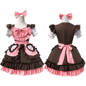 Costume <span class=keywords><strong>da</strong></span> Cameriera Coniglietta per Donne, Abito Kawaii Lolita con Volant e Fiocco per Cosplay Anime e Uniforme <span class=keywords><strong>da</strong></span> Caffetteria - Product Image 4