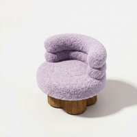 Nouveau Tabouret de Coiffeuse Moderne Minimaliste en Velours Crème, Chaise de Coiffeuse Décontractée en Laine d'Agneau et Bois Massif, Mobilier de Maison