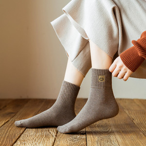 Calcetines de Invierno Gruesos y Cálidos para Mujer, con Bordado de Logotipo Sonriente, 10 Opciones de Color, Antideslizantes, Tejidos, Nuevo Diseño - Product Image 3