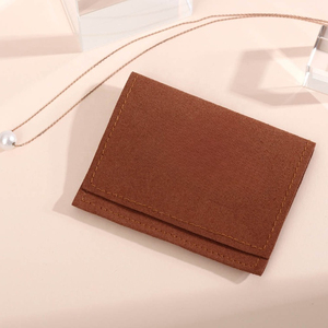 Pochette à bijoux en microfibre Fuchen marron gaufrée avec logo personnalisé, style moderne léger, 10x8cm ou taille personnalisée - Product Image 3