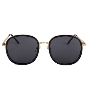 Maidis Round Sunglasses Gold <b>Frame</b> <b>Black</b> Lens UV400 Protection Unisex Fashion Style - Product Image 5