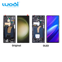 Display layar merek OLED asli untuk Samsung S23 Ultra ponsel bingkai ukuran kecil layar sentuh fitur kompatibel