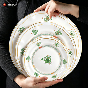 Plato de Cerámica Blanco Clásico para Bodas, Juego de Platos de Porcelana para Banquetes y Hoteles, Vajilla Moderna - Product Image 1