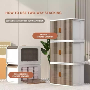 Haixin Stackable 3 cái trong suốt hiện đại hộ gia đình quần áo Organizer ráp có thể gập lại nhựa lưu trữ hộp bin <span class=keywords><strong>Set</strong></span> - Product Image 3