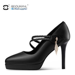 Escarpins à bout pointu bleus élégants pour femmes, talons hauts et fins à sangle unique, plateforme épaisse, chaussures confortables et à la mode de nouveaux créateurs - Product Image 3