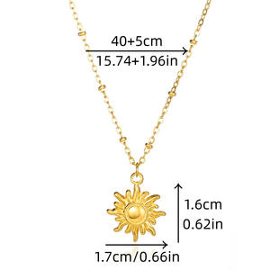 נשים 18k מצופה זהב 18k נירוסטה בצורת שרשרת שמש זהב בצורת שמש וירח - Product Image 6