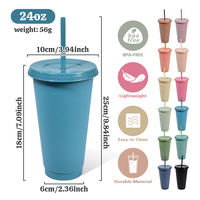 Gobelets en plastique de 24oz avec couvercles et pailles Gobelets réutilisables Gobelets colorés en plastique pour fêtes anniversaires Tasse de voyage