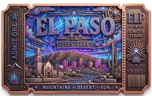 1 oz 999 Feinkupfer El Paso Stempelbarren 3D Hochrelief UV-farbig Proof-ähnlich Geschenk für Texas- und Borderland-Liebhaber - Product Image 5