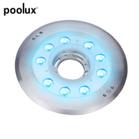 Projecteur LED submersible DMX IP68 27W 36W RGB 3-en-1 avec buses, anneau lumineux LED pour piscine et fontaine