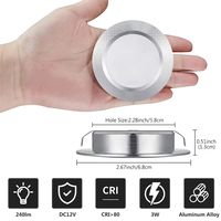 Üretici OEM Mini Led Panel Işık Yuvarlak Kısılabilir Gömme Tavan 3W Spot Işık Dolap Vitrin RV İç Mekan Aydınlatma 12V/24V