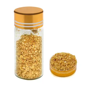 High Quality 0.1g/bootle 99% 24K Pure Gold Leaf Flakes Dust For Beauty Cosmetics Food Cake Decoration Edible 24K Gold Flakes