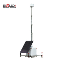 Torre de Vigilancia Solar Móvil HiTOWER, Remolque Compacto con Panel Solar de 450W, Batería de 9600WH, Mástil de 6.5m para Monitoreo de Seguridad