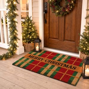 Cangming Christmas Wreath <b>Doormat</b> Imitation Coconut Fiber <b>Washable</b> Front Door Entryway Mat Factory Price - Product Image 2