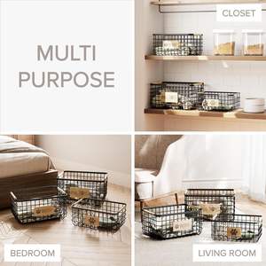 Paniers de rangement de jouets pour chiens en métal en forme de cercle avec poignée en <span class=keywords><strong>bois</strong></span> pour animaux de compagnie - Product Image 3