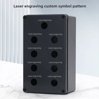 Boîtier de commande à bouton 22 mm noir IP65 pour extérieur, interrupteur d'alimentation, bouton d'arrêt d'urgence, voyant lumineux, modèle épaissi en ABS