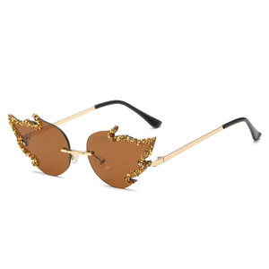 Lunettes de soleil de luxe 2024 avec diamants, monture sans cadre, style tendance, lunettes de créateur, accessoires pour fête d'Halloween - Product Image 5
