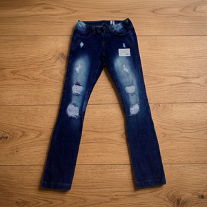Jeans en denim bleu déchiré pour homme, coupe slim, fabriqués en usine par une marque originale, en provenance du marché boursier du Bangladesh - Product Image 3