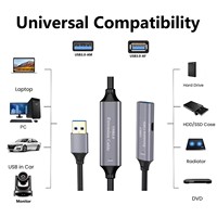 Kabel ekstensi USB 3.0 aktif 50 kaki, kabel ekstensi USB jantan ke betina, penguat sinyal kabel pemanjang untuk Printer Webcam