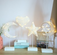 Éclairage de table blanc pour le Ramadan, Eid Mubarak, lumière LED en forme de lune et d'étoile pour la décoration de fête musulmane de l'Eid