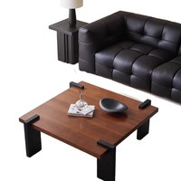 Table d'appoint moderne de style japonais, luxe léger, en bois massif à grain naturel, table basse carrée minimaliste pour petits appartements, design de créateur