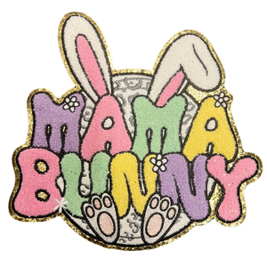 Venta al por mayor Chenille <span class=keywords><strong>Mama</strong></span> Bunny Chenille Patch hierro en parches palabras bordado apliques chaqueta <span class=keywords><strong>camiseta</strong></span> aceptar diseños personalizados - Product Image 1