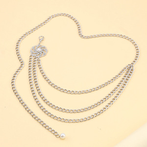 โซ่คล้องตัวแฟชั่นสีทอง หลายชั้น ดีไซน์รูปดอกไม้แบบโปร่ง สำหรับงานปาร์ตี้ - Product Image 4