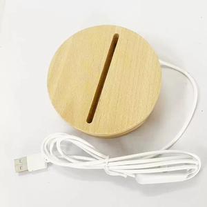 Lámpara de Noche con Base de Madera de Forma Ovalada, Lámpara LED de Madera, Luz Blanca Cálida, USB, Base de Madera de Haya Natural Ovalada - Product Image 2