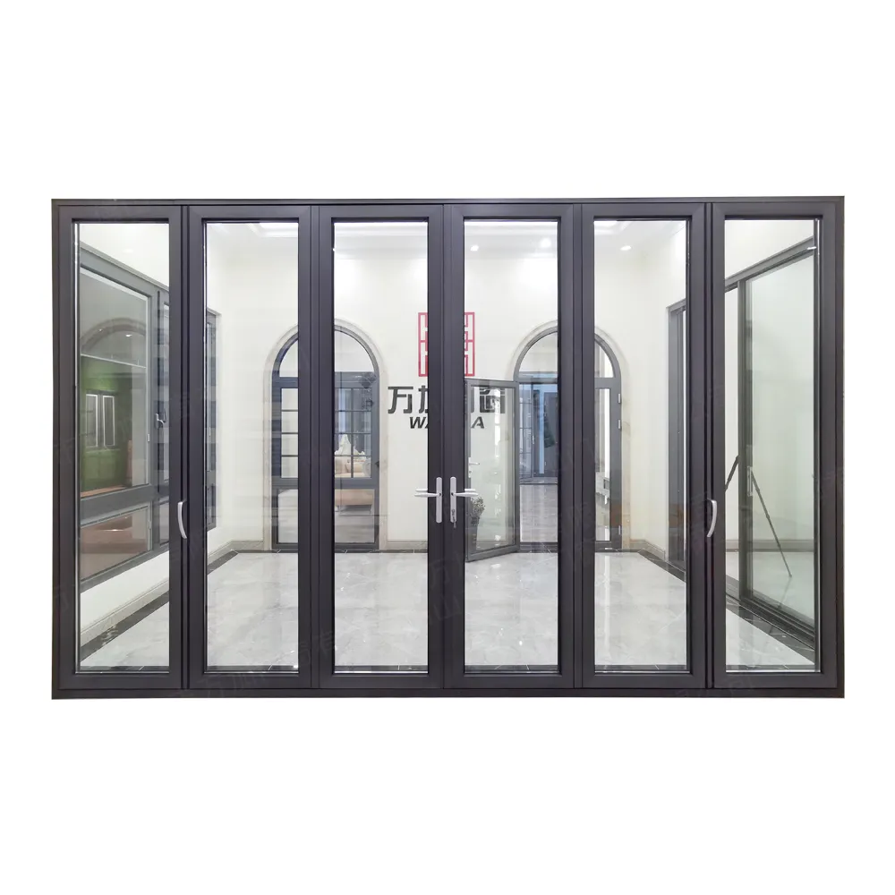 Porte a soffietto in alluminio per esterni in vetro Bifold in alluminio all'ingrosso della fabbrica