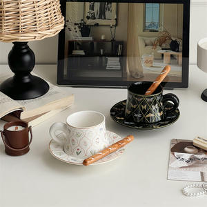 Magnifique ensemble de tasses et d'assiettes en céramique pour le jardin, tasse à café haut de gamme et exquise, mug pour la maison - Product Image 3