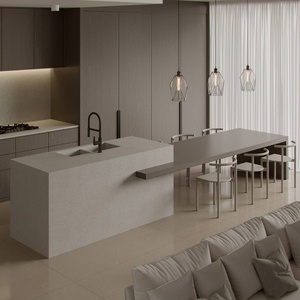 Tengce Hot <b>Sale</b> Modern <b>Kitchen</b> Units Cabinet Set Quartz <b>Island</b> Table Solid Wood Ready to Assemble - Product Image 1