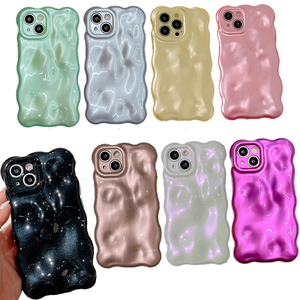Custodia morbida in TPU con Glitter tinta unita Color caramella 3D Wave per <span class=keywords><strong>iPhone</strong></span> 11 12 13 <span class=keywords><strong>14</strong></span> Pro Max Summer Bling Water Ripple <span class=keywords><strong>Cover</strong></span> antiurto - Product Image 1