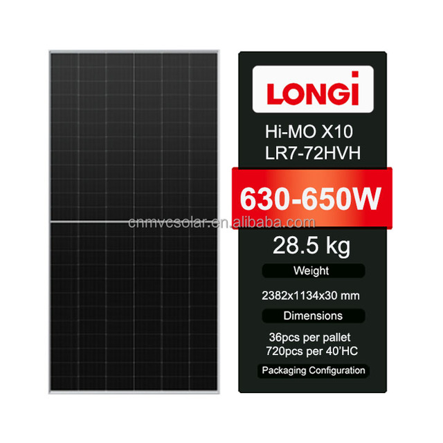 Longi Solar HiMO X10 TaiRay Wafer & HPBC 2.0 Technology Cell Panel 645W PV Modules Monofacial   Longi Himo 10
