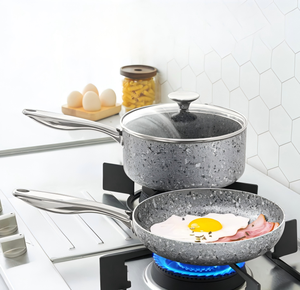 Set <span class=keywords><strong>di</strong></span> pentole e padelle da <span class=keywords><strong>10</strong></span> pezzi, con rivestimento in granito, adatto per applicazioni super antiaderenti, compatibile con sensori. - Product Image 2