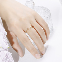 Bague d'ouverture réglable en argent sterling 925 plaqué or 14 carats pierre précieuse poudre de fleur de cerisier naturelle Morganite opale
