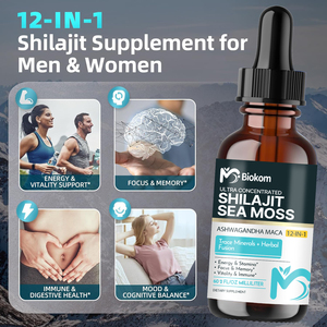 Biokom 60ml Gotas Líquidas de Shilajit con Musgo Marino, Suplemento de Vitaminas Líquidas para Hombres y Mujeres, Energía, Antioxidante y Apoyo Inmunológico - Product Image 6