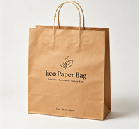 Sacs cadeaux écologiques en papier kraft, sacs jetables avec poignées en corde de coton, logo imprimé numérique, style classique, sac plat standard