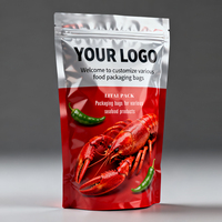 Sac d'emballage alimentaire en plastique imprimé personnalisé pochette debout à gousset latéral stockage de fruits de mer frais sac de poisson congelé
