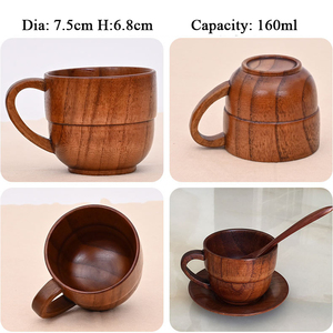 Taza de madera ecológica con mango para té, cerveza, leche y café, productos en Stock - Product Image 5